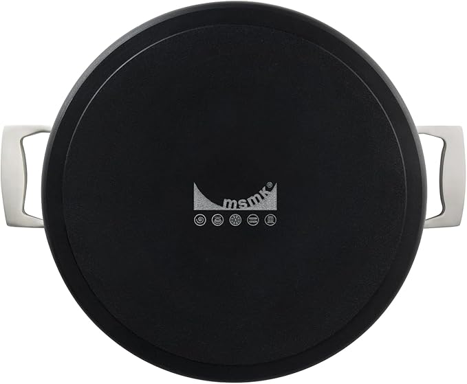 MSMK 8QT Stock Pot with Glass Lid, Burnt also Nonstick, Lasting Non stick, Oven safe to 700째F, Induction, Scratch-resistant Durable PFOA Free Non-Toxic