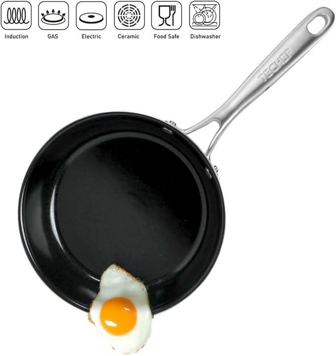 TeChef Collection 8" Ceramic Nonstick Frying Pan Skillet, Nontoxic - Free of PFAS, PFOA, PTFE, Made in Korea (8-in)