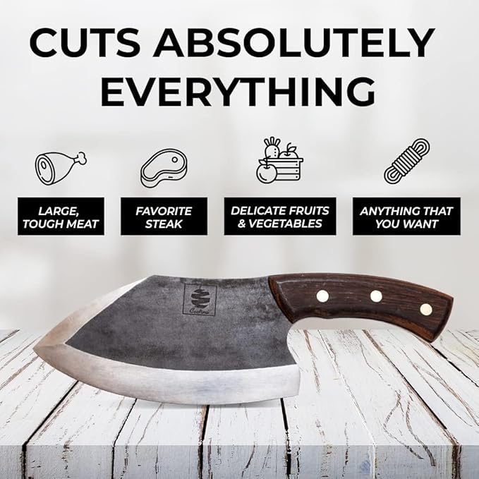 COOLINA Alpha Duo Knife Set - Lixy Cleaver & Tungsten XL Chef Knife, Hand-Forged High-Carbon Steel, Razor-Sharp, Full Tang, Ergonomic Handle