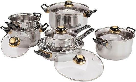 Deluxe 12 Pc. Stainless Steel Cookware Set