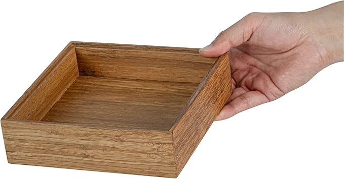 Restaurantware Eco Display 7 Inch x 7 Inch x 2 Inch Bamboo Condiment Container, 1 Large Spice Box - Chip-Resistant, For Seasoning, Spices, Condiments, Natural Bamboo Bamboo Organizer Box