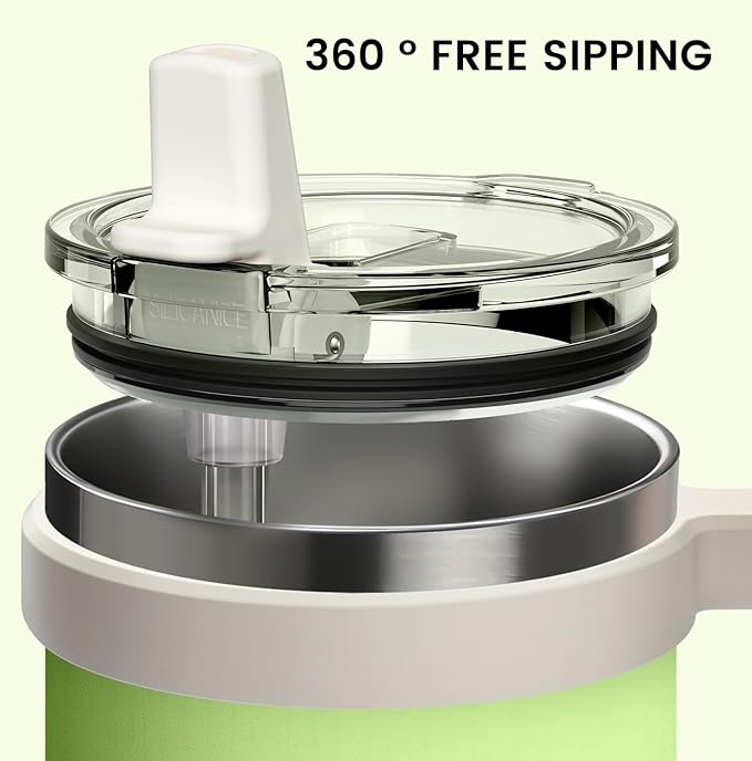 SILICANICE Kids - 24oz Insulated Tumbler - Removable Flip Spout & Straw Water Bottle With Durable handle, Base & Lid, Leak proof, Perfect for School, Sports, Lunch, Travel & Camp- Key Lime