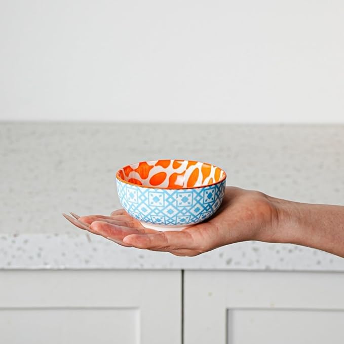 Cerkik Ceramic Dipping Bowls Set - Mini 4 Oz Dessert Bowls - Small 3.5 Inch Porcelain Bowls for Side Dishes, Snack, Yogurt, Appetizer - Microwave Dishwasher Safe - Set of 6 - Assorted Colors