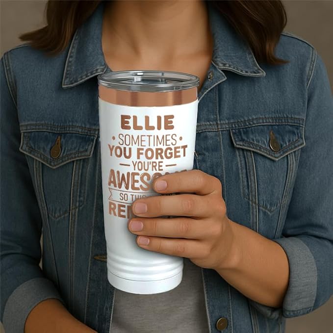 Personalized Inspirational Tumbler, Inspirational Gifts for Men Dad Father Wife Sister Women, Custom Birthday For Him Her, Customized You?셱e Awesome Tumbler, Teacher Coworker 20oz White Copper