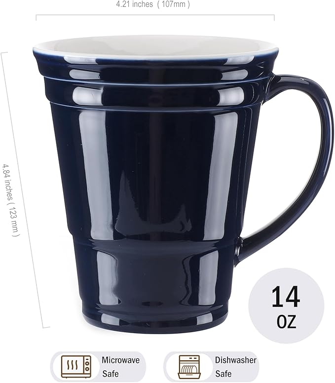 HOME SMILE Blue Novelty Coffee Mug for Men Office Work,Ceramic 14 oz Large Coffee Cup,Christmas Birthday Gifts for Dad Grandpa,Navy Blue,Microwave & Dishwasher Safe