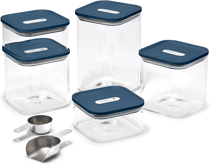 Caraway 13-Piece Glass Airtight Food Storage Containers with Lids ??Non-Toxic, BPA-Free Kitchen Storage Containers ??Stackable, Space-Saving Airtight Containers for Dry Goods and More - Navy