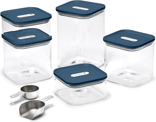 Caraway 13-Piece Glass Airtight Food Storage Containers with Lids ??Non-Toxic, BPA-Free Kitchen Storage Containers ??Stackable, Space-Saving Airtight Containers for Dry Goods and More - Navy