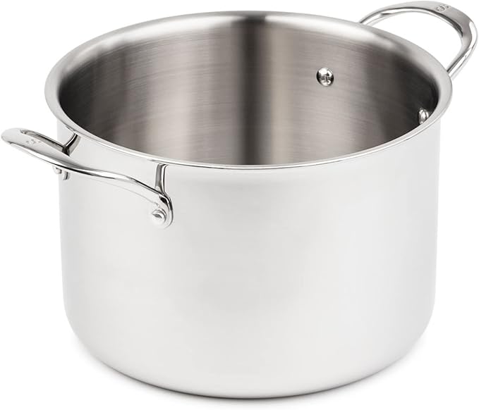 Sardel 8QT Stock Pot - Made in Italy, Stainless Steel Cooking Pot with Lid, Non Stick, Lightweight, Sturdy Heat Resistant Handles, Induction Compatible & Oven Safe