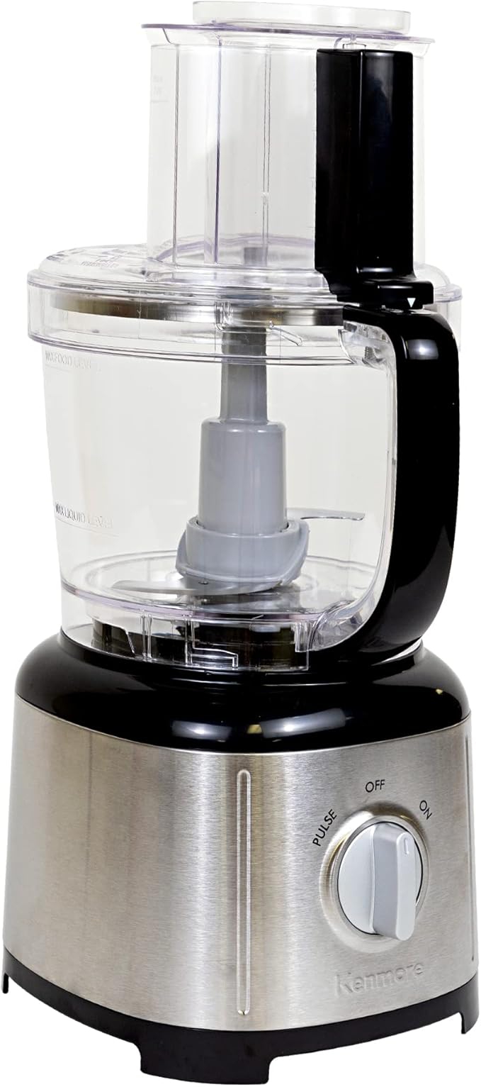Kenmore 11-Cup Food Processor - Vegetable Procesador de Alimentos, Blender, Onion Chopper And Garlic Mincer, Kitchen Appliance High Powered Electric Licuadora, 500W Red, Stainless Steel Black