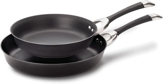 Circulon Symmetry Hard Anodized Nonstick Frying Pan Set / Skillet Set - 10 Inch and 12 Inch, Black