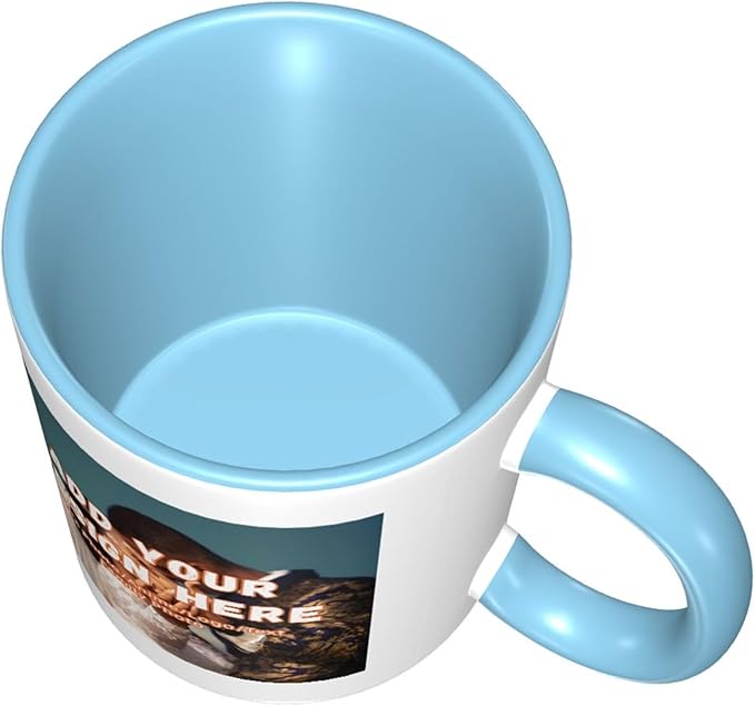 Customizable Mugs and Coffee Cups with Various Creative Designs Customize Your Photos Images Texts Partial or Full-Size Printing (Partial, Sky Blue)