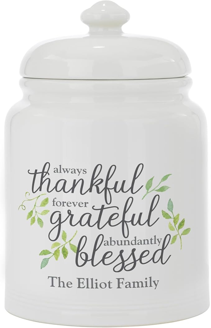 Let's Make Memories Personalized Cookie Jar - Thankful, Grateful, Blessed - For Bakers- Kitchenware