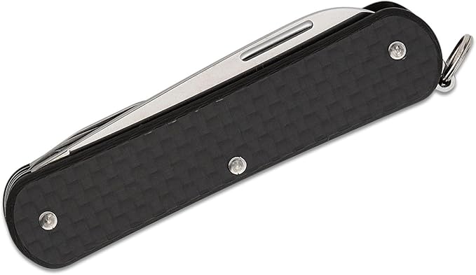 Fox Knives Vulpis FX-VP130-F4 Slipjoint Folding Knife 4-in-1 Multitool 2.17in Blade, Bottle Opener, Can Opener, Flat Head Screwdriver, Scissors - Compact Versatile Pocket Knife (Carbon Fiber)