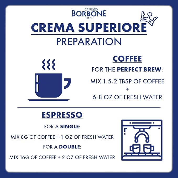 Caff챔 Borbone Whole Bean Coffee, Medium Roast Arabica and Robusta Blend, Crema Superiore, Rich and Smooth Italian Coffee, 2.2 lb Bag