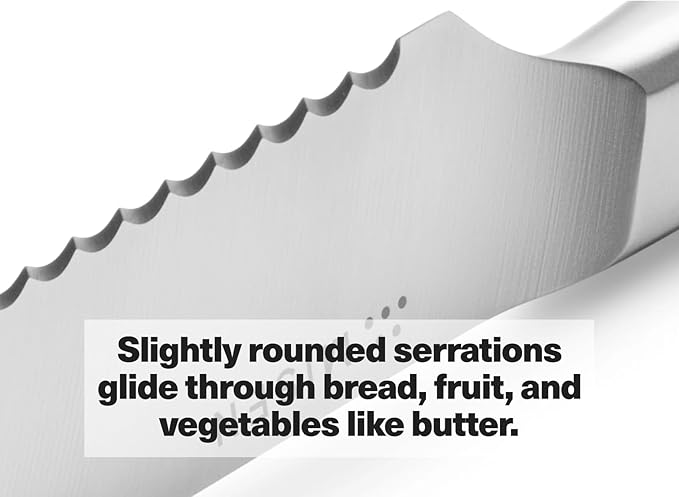 Misen Serrated Bread Knife - High-Carbon Japanese AUS8 Steel - Perfect for Soft Foods, Bread, Pastries, and Fruits - Verstatile Slicer, Razor-Sharp Edge, Durable Blade, Ergonomic Handle - 8", Blue