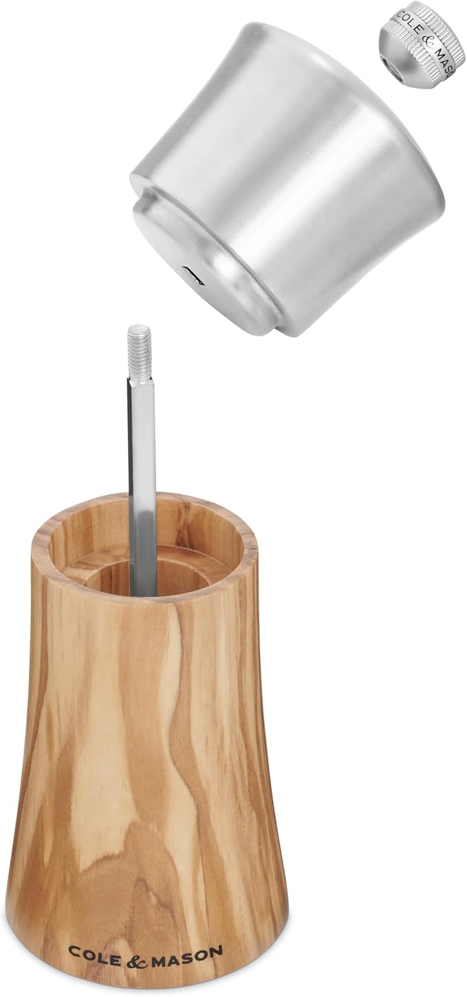 Cole & Mason Bromley Pepper Mill, 6" - Pepper Grinder with Ultra-Sharp Grinding Mechanism - Flavor-Enhancing Pepper Shaker - Refillable Mill with Adjustable Grinding - Olive Wood, Pepper Mill