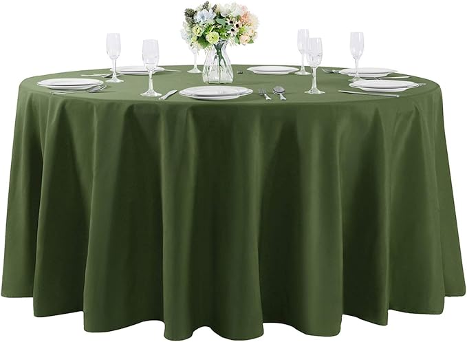 Cupuamon 108 inch Round Tablecloth Washable Polyester Table Cloth Decorative Table Cover for Wedding Party Dining Banquet（108 inch,Willow）