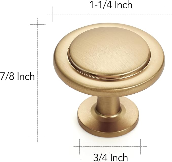 Ravinte 3 Pack 1-1/4 inch Kitchen Cabinet Knobs Champagne Bronze Dresser Zinc Pulls Door Drawer Handles for Dresser Drawers
