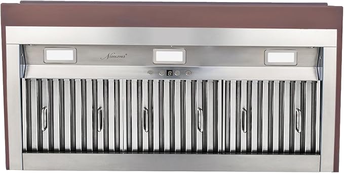 Handmade Copper Range Hood, Custom Kitchen Hood with High Airflow Built-in Range Hood, Antique Copper Stove Vent Hood for Kitchen, 48"W x 27"H Wall Mount, HCW22PC-482722ACBH