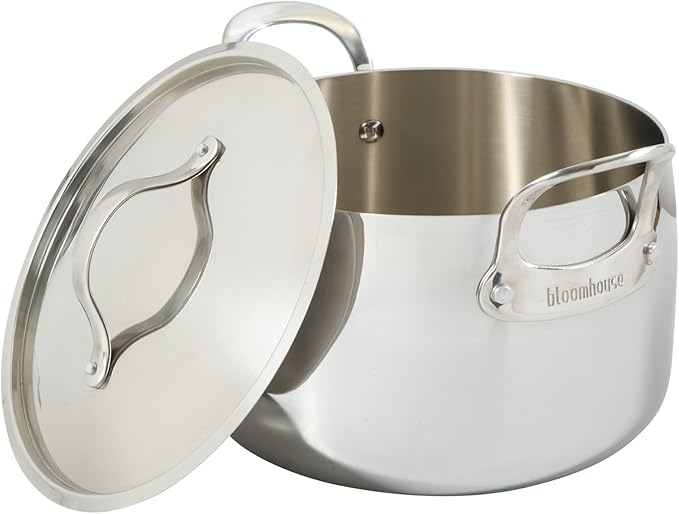 Bloomhouse - Two Time Oprah's Favorite Things Winner - 8 Quart Tri-Ply Stainless Steel Stock Pot with Lid ??Dutch Oven, Oven Safe, Dishwasher Safe