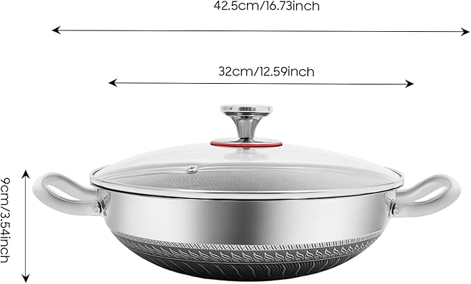 12 inch Frying Pan Nonstick with Lid Stainless Steel PFOA Free Cookware Dishwasher Induction Oven Broiler Safe, Non Stick Stainless Steel Skillets Compatible with All Cooktops