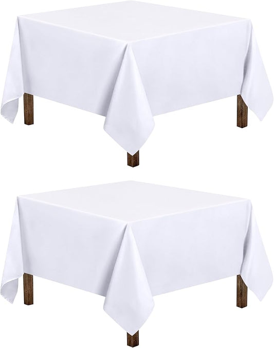 Utopia Kitchen Square Table Cloth 2 Pack(60x60 Inches, White), Tablecloth Machine Washable, Polyester Table Cover for Dining, Buffet Parties, Picnics, Events, Weddings and Restaurants