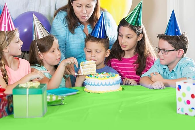 Exquisite Lime Green Plastic 54x100in Rectangular Tablecloth Roll with Built-in Cutter, 100 Feet, All-Season