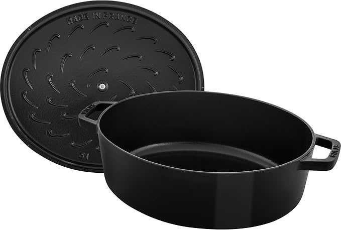 STAUB Cast Iron 6.25-qt Wide Oval Dutch Oven, Black Matte