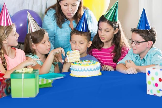 Exquisite Dark Blue Plastic 54x300 inches Rectangular Tablecloth Roll with Built-in Cutter - 300 Feet, All-Season, 1 Count