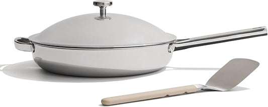 Our Place Titanium Always Pan Pro | 10.6" PFAS-Free Nonstick Frying Pan with Spatula | Chef-Grade Tri-Ply Stainless Steel & Aluminum Build | Induction & Oven-Safe up to 1000째F | Chrome