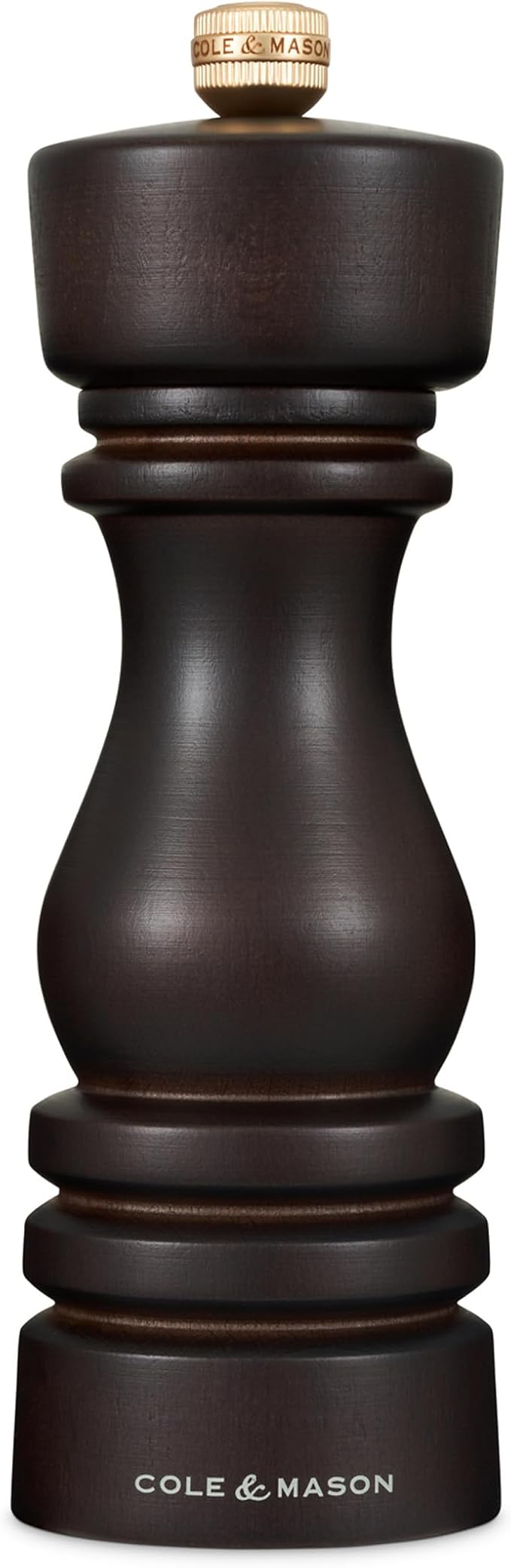 Cole & Mason London Refillable Spice Mill - Kitchen & Home Accessory - Table Salt Grinder - Salt Mill with Ceramic Mechanism - 7", Chocolate Wood