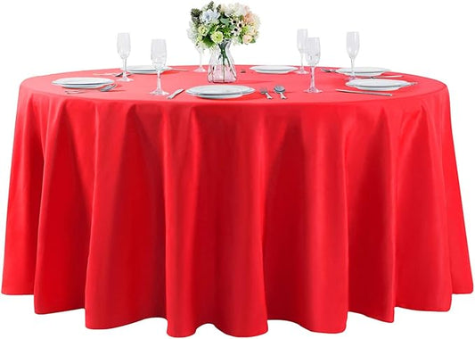 Cupuamon 120 inch Round Tablecloth Washable Polyester Table Cloth Decorative Table Cover for Wedding Party Dining Banquet（120 inch,Red）