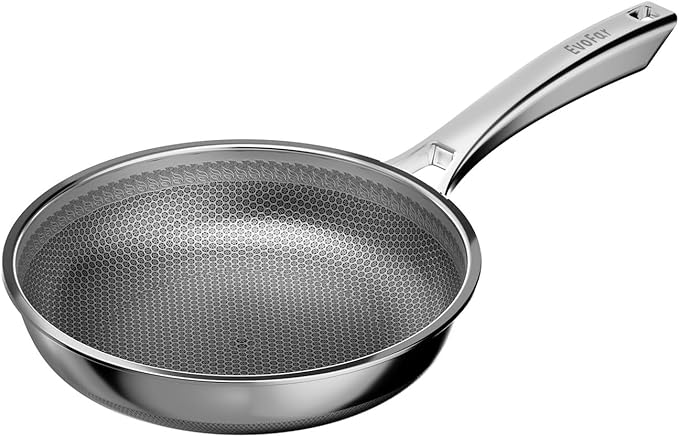 12 Inch Hybrid Nonstick Frying Pan, Stainless Steel Pan Non Stick Skillet, PFOA Free Cookware, Non Toxic Chef's Pan, Compatible with Electric, Gas and Induction, No Lid
