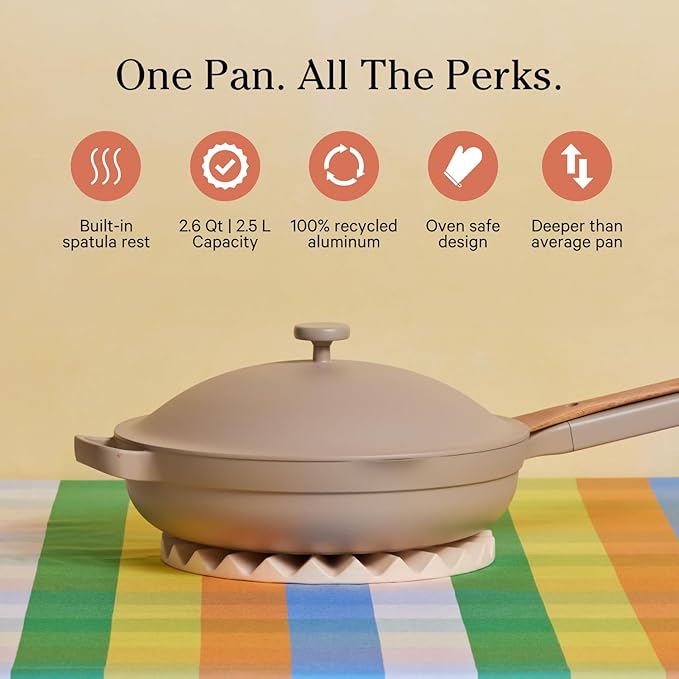 Our Place Always Pan 2.0 | 10.5" Ceramic Pan with Modular Lid, Steamer Basket & Spatula | Patented 10-in-1 Nonstick, Non-Toxic Cookware Made Without PFAS | Induction & Oven-Safe up to 450째F | Steam