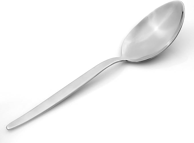 2-Pack Chef Kunz Spoon |18/10 Stainless Steel Serving Spoons | 9 Inch Basting Quenelle Chef Cooking Utensils Dinner Plating Spoon