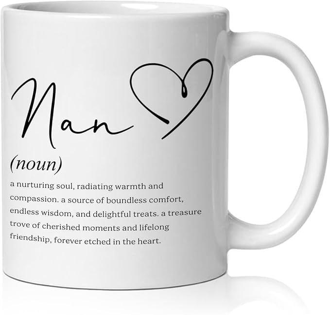 Nan Grandma Mug, Nan Grandmother Gifts from Grandkids Coffee Cup Ceramic, Grandma Gifts for Birthday Christmas Ceramic Coffee Tea Mug 11 oz