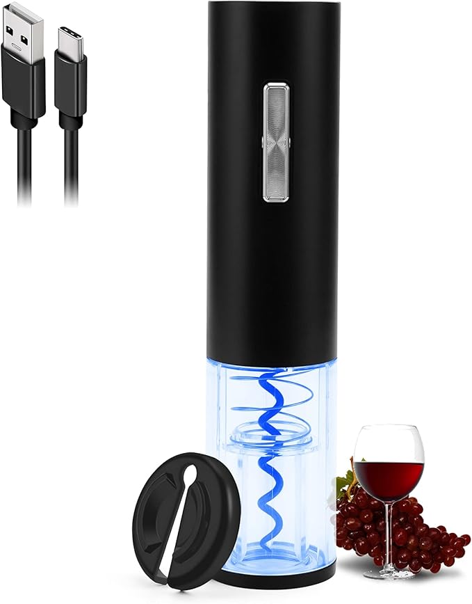 COKUNST Electric Wine Opener, Rechargeable Automatic Wine Corkscrew Bottle Opener With Foil Cutter, Type-C Charging Wine Openers With LED Light For Home Party Restaurant Wedding Gifts