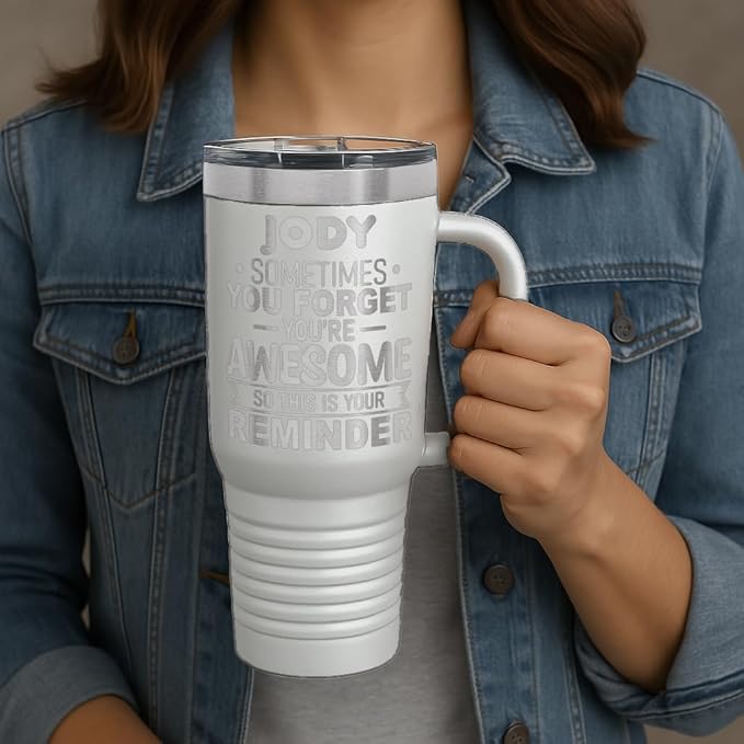 Personalized Inspirational Tumbler, Inspirational Gifts for Men Dad Father Wife Sister Women, Custom Birthday For Him Her, Customized You?셱e Awesome Tumbler, Teacher Coworker Gifts 40oz White