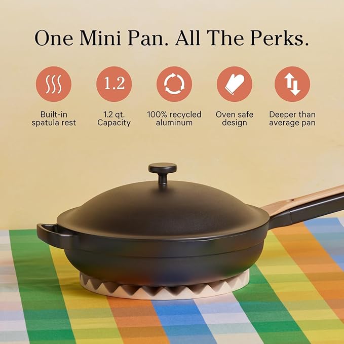 Our Place Mini Always Pan | 8.5" Ceramic Pan with Modular Lid & Beechwood Spatula | Patented 10-in-1 Nonstick, Non-Toxic Cookware Made Without PFAS | Induction & Oven-Safe up to 450째F | Char