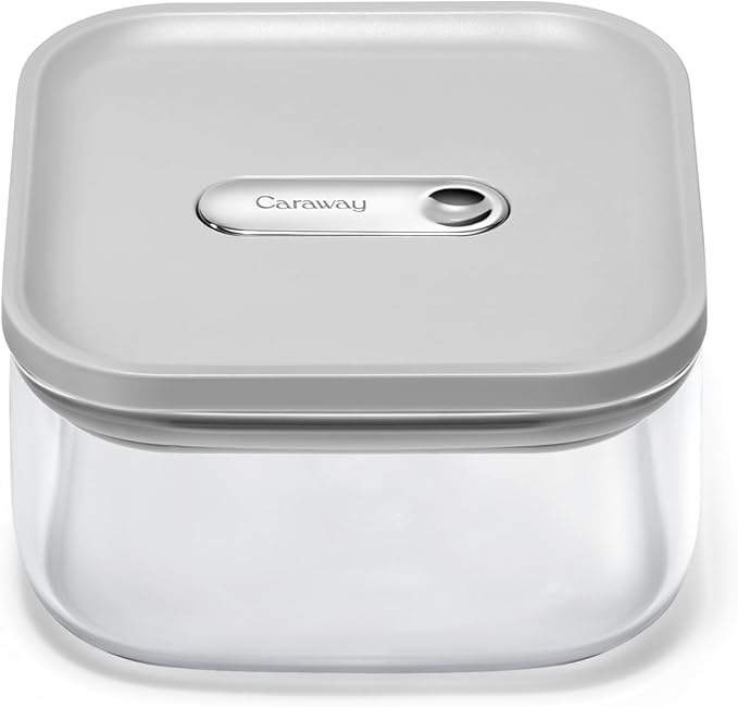 Caraway 1qt Glass Airtight Food Storage Container with Lid ??Non-Toxic, BPA-Free Kitchen Storage Container ??Stackable, Space-Saving Airtight Container for Dry Goods and More - Gray