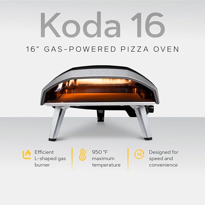 Ooni Koda 16 Natural Gas Pizza Oven - Ultimate Pizza Oven Bundle - Includes 14" Perforated Pizza Peel, Turning Peel and Koda 16 Cover