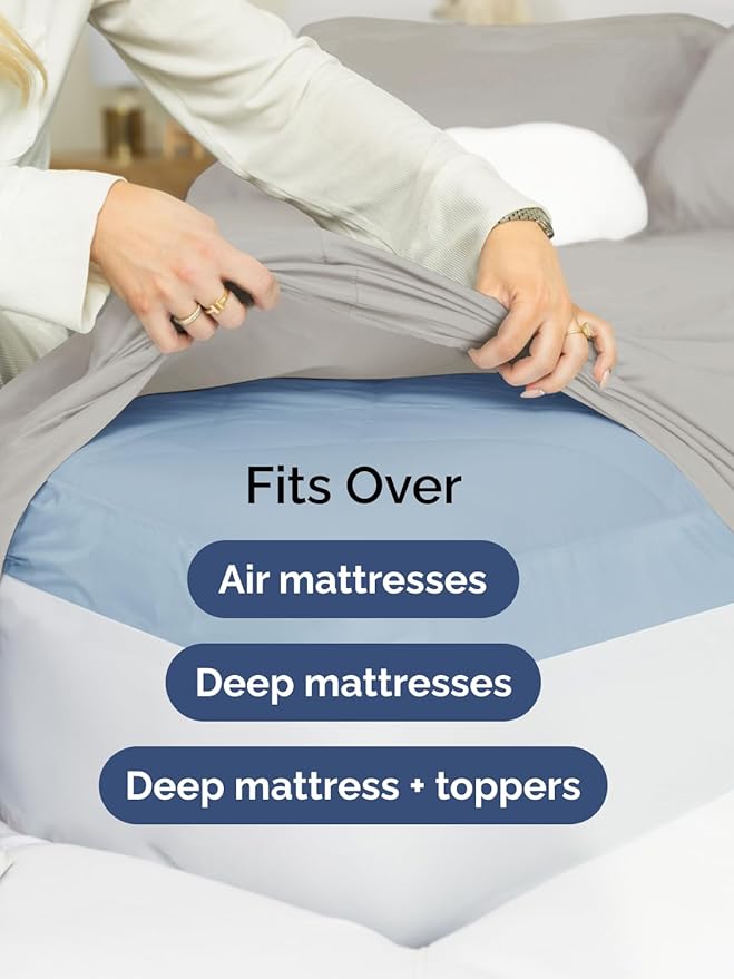 Extra Deep Pocket Queen Sheet Set - 4 Piece Breathable & Cooling Bed Sheets - Hotel Luxury Sheet Set - Soft, Wrinkle Free & Comfy - Easily Fits Extra Deep Mattresses - Deep Pocket Light Grey Sheets
