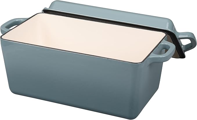 Enameled Cast Iron Dutch Oven, Oblong Bread Oven for Sourdough Bread Baking, Baking Pan, Dual Handles, Oven Safe, 4 Quart, Seasalt