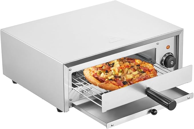 VEVOR Countertop Electric Pizza Oven, 12-inch, 1500W, 122-662??Temp Range, Stainless Steel Construction and Easy-to-Clean Crumb Tray, Suitable for Both Commercial and Home Use