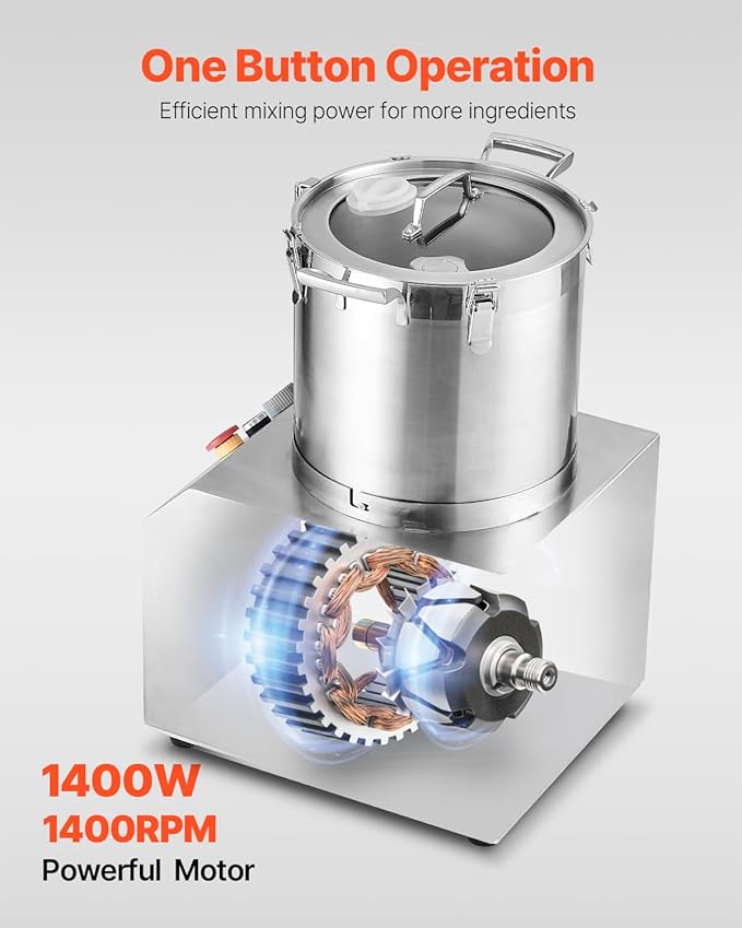 VEVOR Food Processor & Vegetable Chopper, 15.9 Quart Food-Grade Stainless Steel Food Processor Chopper with 2 Extra S-Curve Blades, Ideal for Chopping Vegetables, Fruit, Grains, Nuts