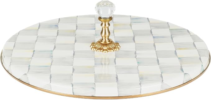 MACKENZIE-CHILDS Cheese Course, Cute Cheese Board and Serving Board for Charcuterie, Gray-and-White Sterling Check