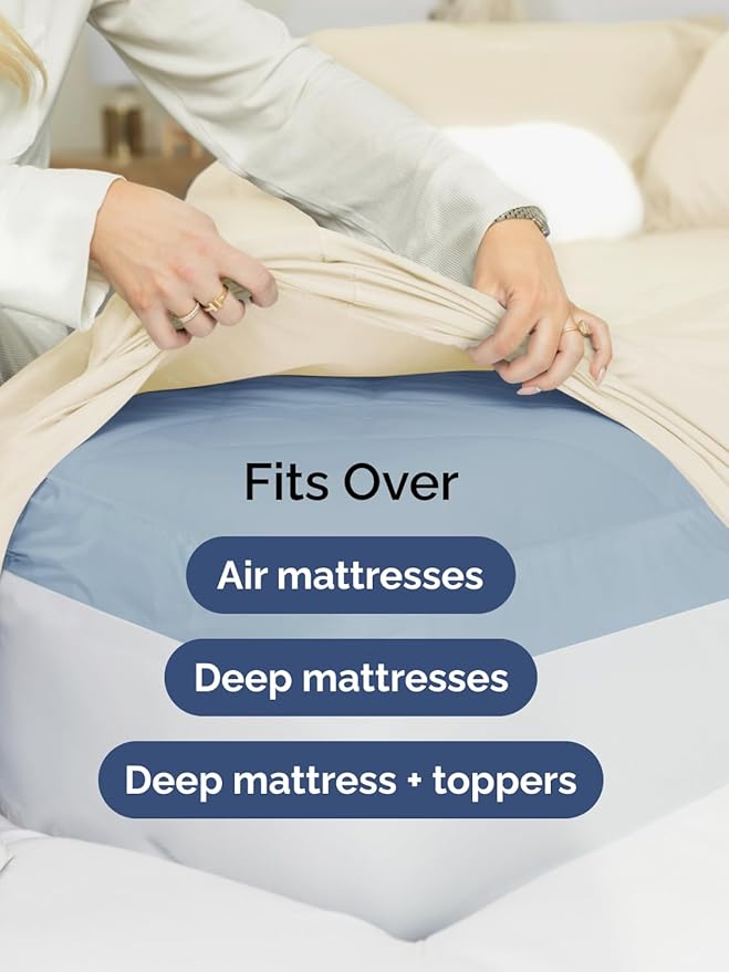 Extra Deep Pocket Twin Sheets - 3 Piece Breathable & Cooling Bed Sheets - Hotel Luxury Bed Sheet Set - Soft, Wrinkle Free & Comfy - Easily Fits Extra Deep Mattresses - Deep Pocket Off White Sheets Set
