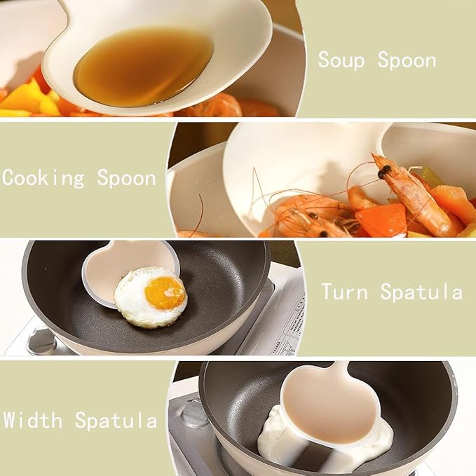 Professional Round Silicone Spatula Turner, Kitchen Utensil for Cooking and Flipping (1, Beige, S)