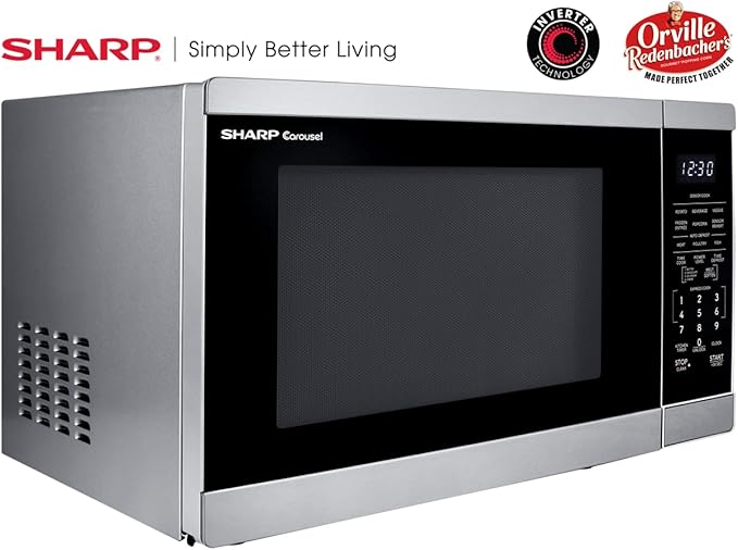 SHARP Countertop Microwave Oven with Removable 12.4" Carousel Turntable, 1100 Watt, 1.4 Cubic Feet, Stainless Steel