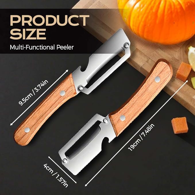 Multi-Functional Vegetable Peeler for Kitchen, Ultra-Sharp Stainless Steel Blade with Wooden Handle and Bottle Opener, For Vegetables or Fruits that Need to Be Peeled (1 Pcs)